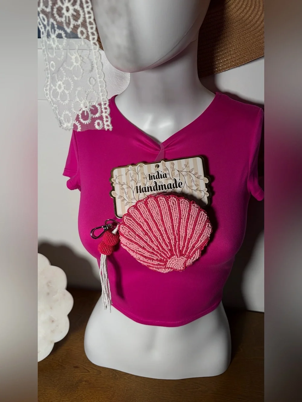 VIRAL BEADED BAG - PINK SEASHELL WALLET 2026